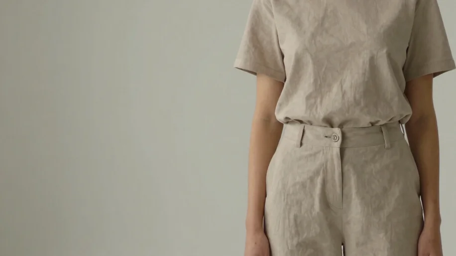 Studio shot of a woman wearing a stylish co-ord set, soft diffuse