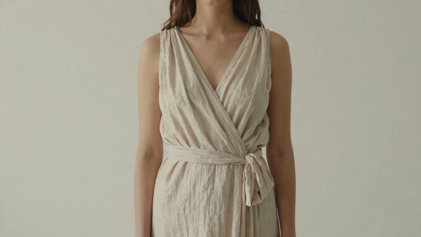 Studio shot of a woman wearing a beautifully draped dress, soft d