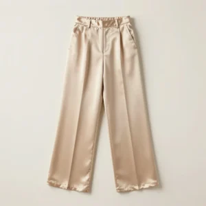 Pleated Wide-Leg Satin Pants