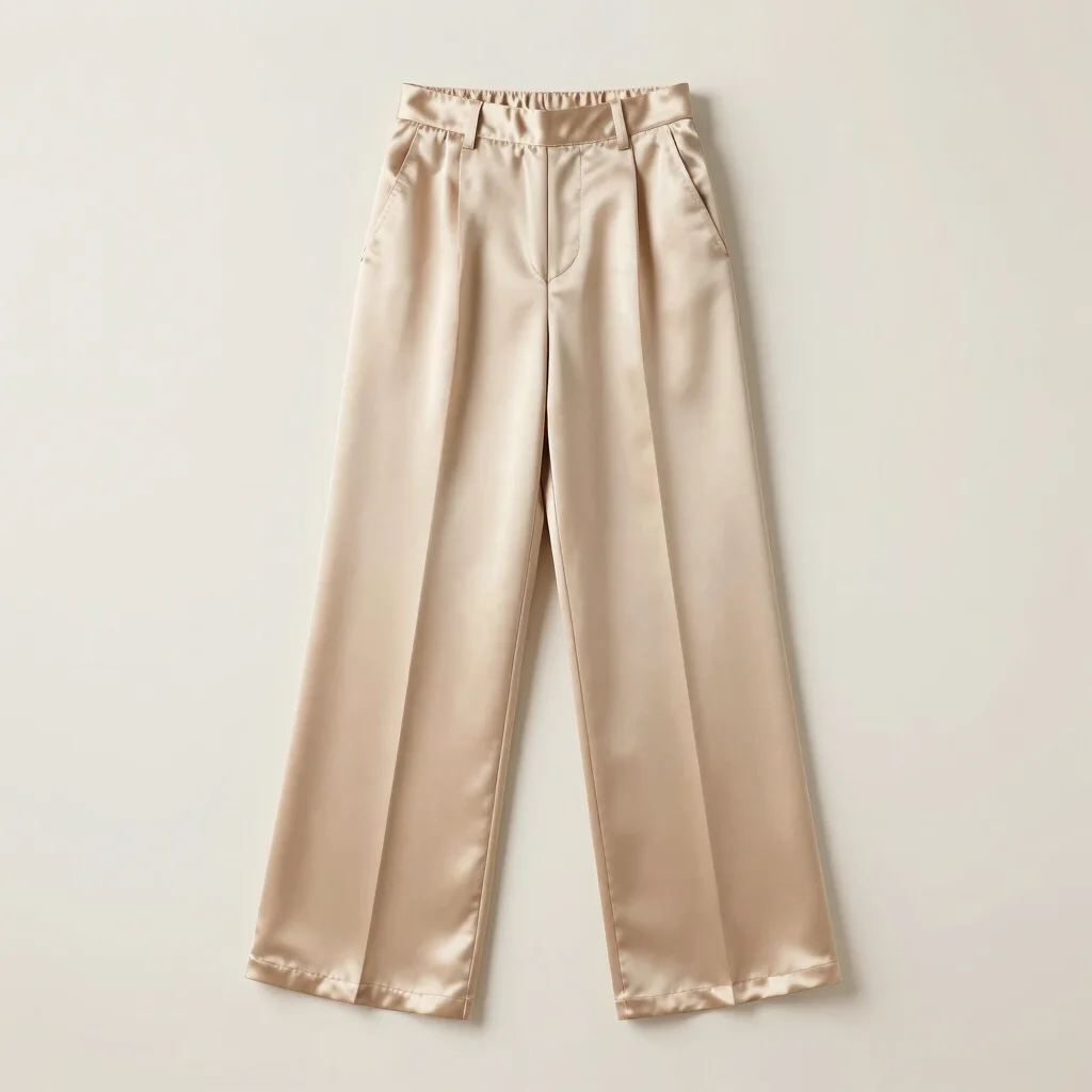 Pleated Wide-Leg Satin Pants